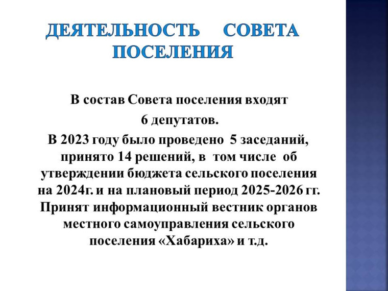 Отчет главы сельского поселения &quot;Хабариха&quot; за 2023 год..